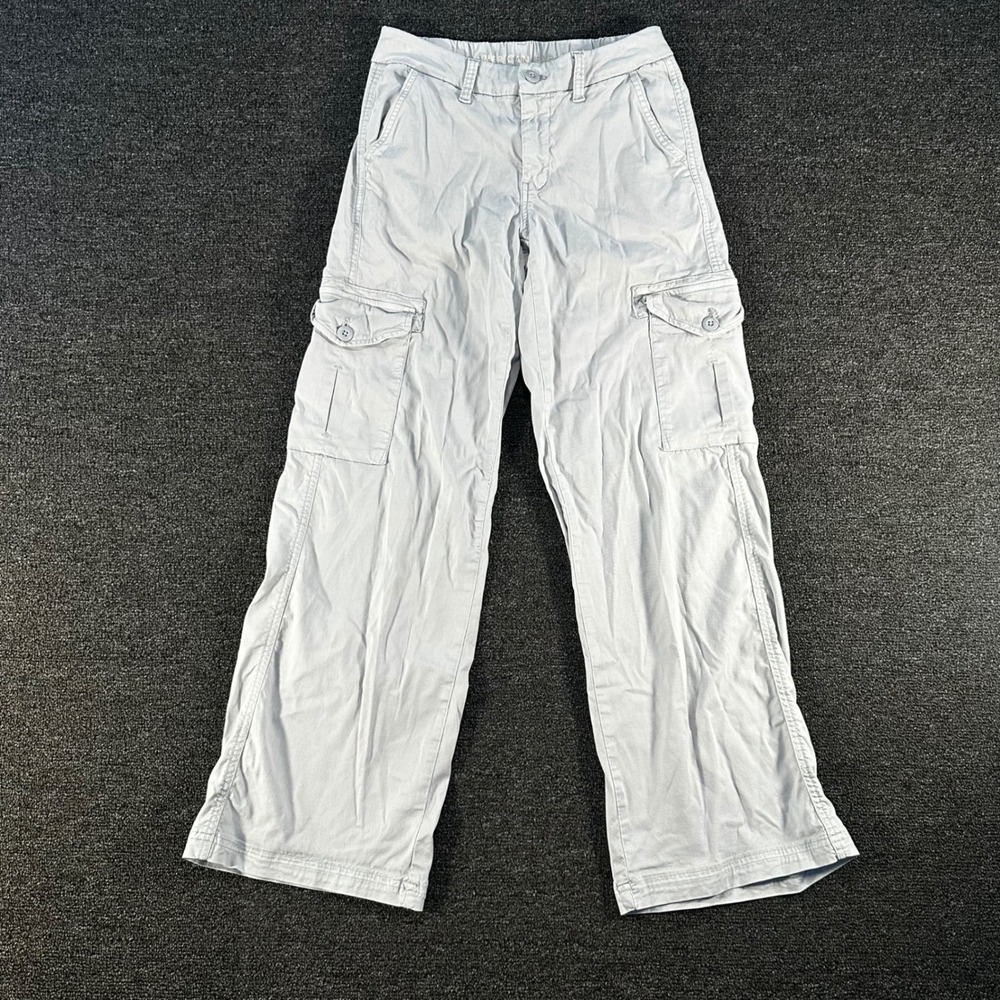 American Eagle Cargo Pants Womens 000 Gray Good Stretch Relaxed Straight Leg